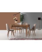 Stoelenset Dallas 555 V4 notenhout en beige (4 stuks)