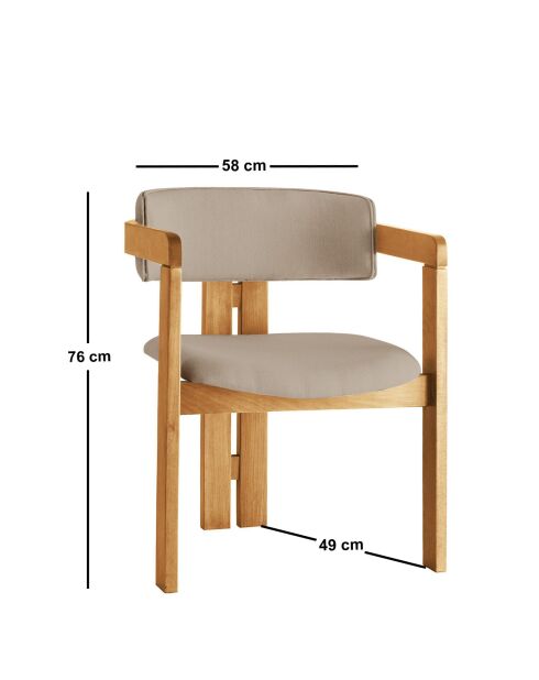 CO-042 stoel van eikenhout en nerts - 49 x 58 x 76 cm