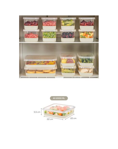 Koelkast-organizerset (4 stuks) grijs