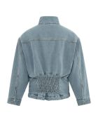 Giacca di jeans foderata in pelliccia grigio pietra S045