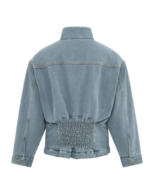 Steingraue Jeansjacke mit Pelzfutter S045