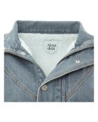 Giacca di jeans foderata in pelliccia grigio pietra S045