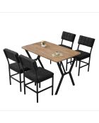 Set van eettafel en stoelen Dubai (5 stuks) antraciet, walnoot