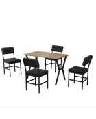 Set van eettafel en stoelen Dubai (5 stuks) antraciet, walnoot