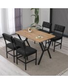 Set van eettafel en stoelen Dubai (5 stuks) antraciet, walnoot