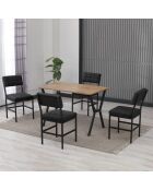 Set van eettafel en stoelen Dubai (5 stuks) antraciet, walnoot