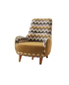 Silla con alas en forma de zigzag amarilla - 88 x 75 x 95 cm