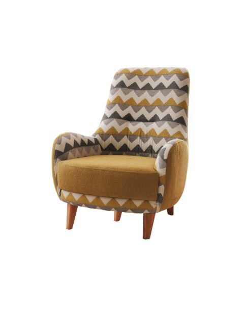 Silla con alas en forma de zigzag amarilla - 88 x 75 x 95 cm