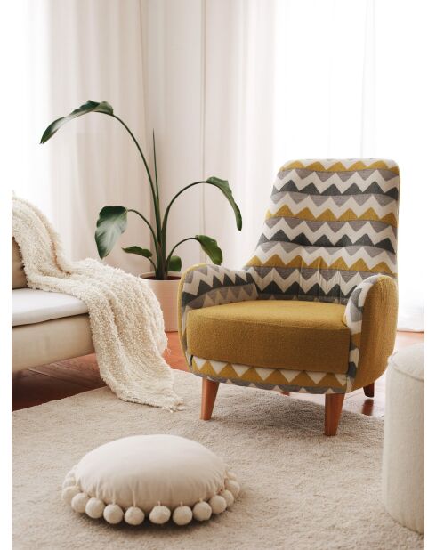 Silla con alas en forma de zigzag amarilla - 88 x 75 x 95 cm