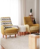 Silla con alas en forma de zigzag amarilla - 88 x 75 x 95 cm