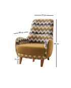 Silla con alas en forma de zigzag amarilla - 88 x 75 x 95 cm