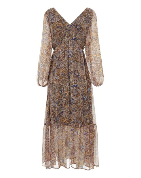 Maxikleid aus Chiffon mit Capuccino-Print
