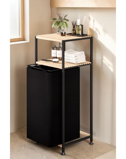 Portabiancheria beige/nero - 36 x 90 x 35 cm