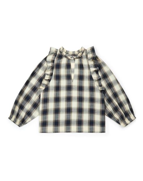 Blouse Carreaux Fouger Bleu marine