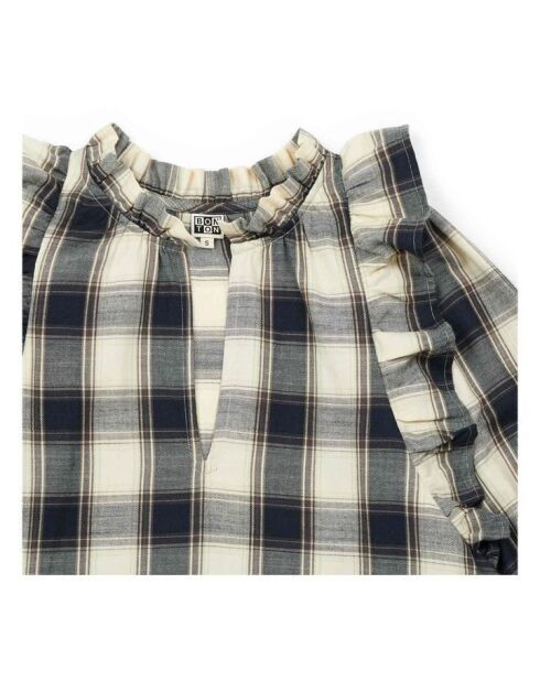 Blouse Carreaux Fouger Bleu marine