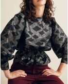 Beirut schwarz/mehrfarbig bedruckte Bluse