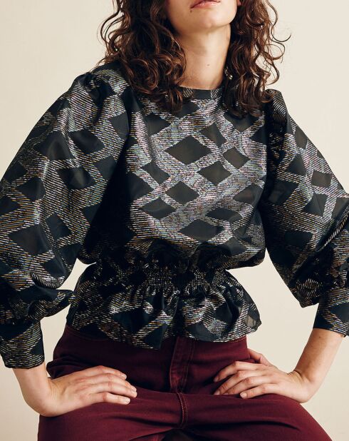 Beirut schwarz/mehrfarbig bedruckte Bluse
