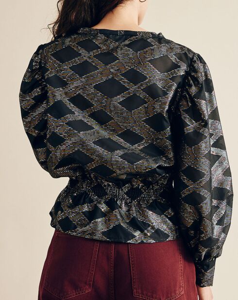 Beirut schwarz/mehrfarbig bedruckte Bluse