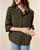 Camicia Chatou kaki in garza di cotone