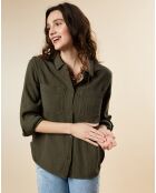 Camicia Chatou kaki in garza di cotone