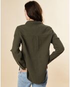 Camicia Chatou kaki in garza di cotone