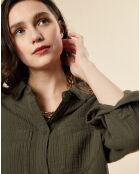 Camicia Chatou kaki in garza di cotone