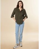Camicia Chatou kaki in garza di cotone