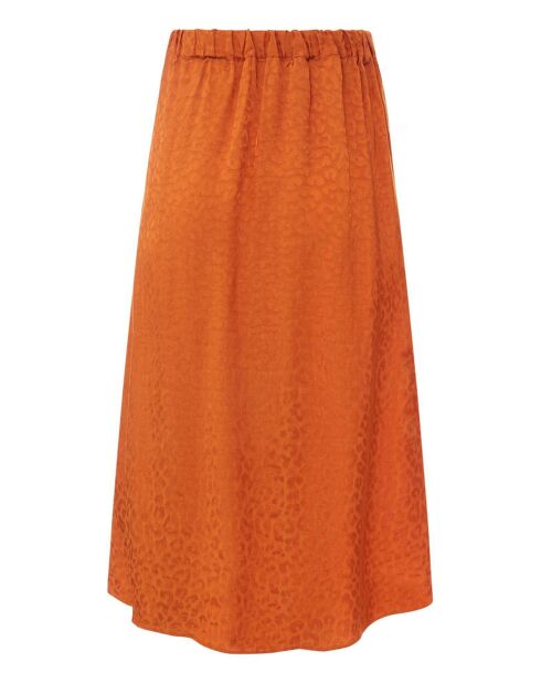 Gonna arancione con volant in jacquard