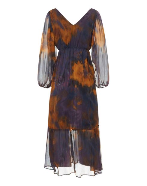 Mitternachtsblaues Maxikleid aus bedrucktem Chiffon