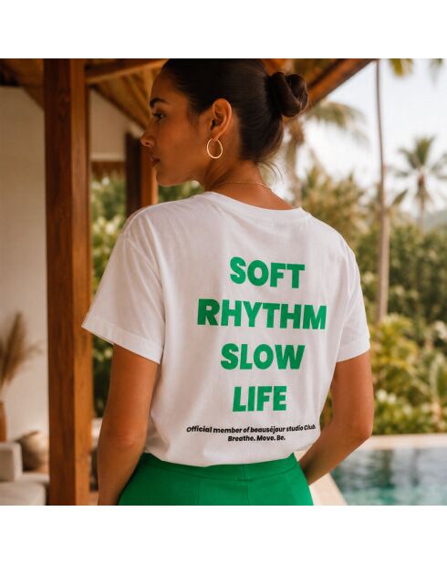 TShirt Yoga soft rhythm vert blanc