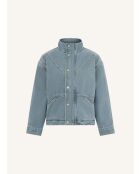 Giacca di jeans foderata in pelliccia grigio pietra S045