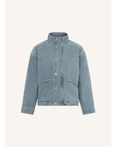 Steingraue Jeansjacke mit Pelzfutter S045