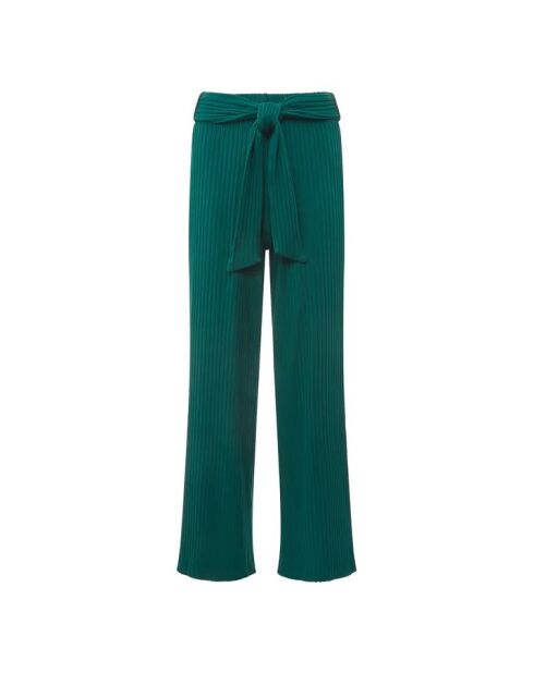 Smaragdgrüne, gerippte Hose mit weitem Beinschnitt
