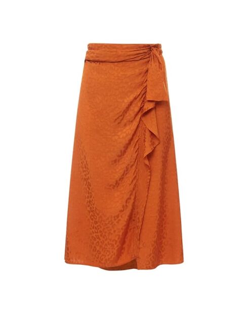 Gonna arancione con volant in jacquard