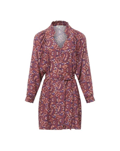 Kurzes Hemdkleid mit Terrakotta-Print