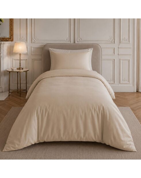 Finesse beige dekbedovertrekset in perkal katoen