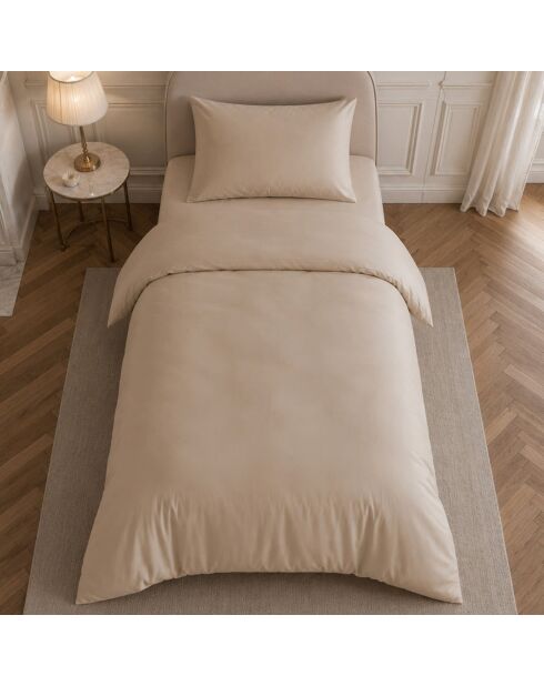 Finesse beige dekbedovertrekset in perkal katoen
