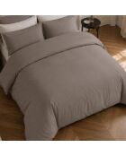 Parure housse de couette en percale de coton Finesse grise