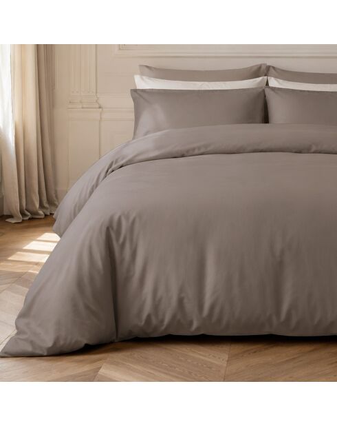 Parure housse de couette en percale de coton Finesse grise
