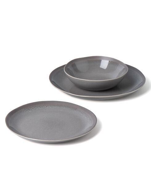 Service de table 18 pièces Osaka en grès réactif gris