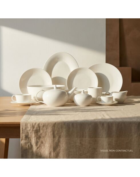 Lot de 2 assiettes à poisson Taidu II en bone china blanc - 33 x 25 cm