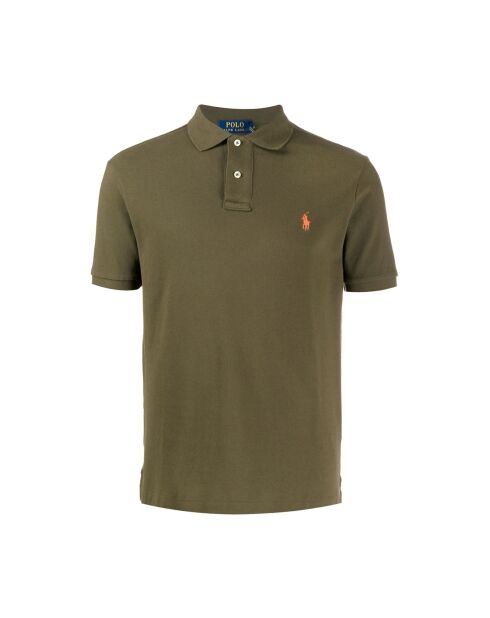 Polo en coton coupe ajustée personnalisée vert kaki