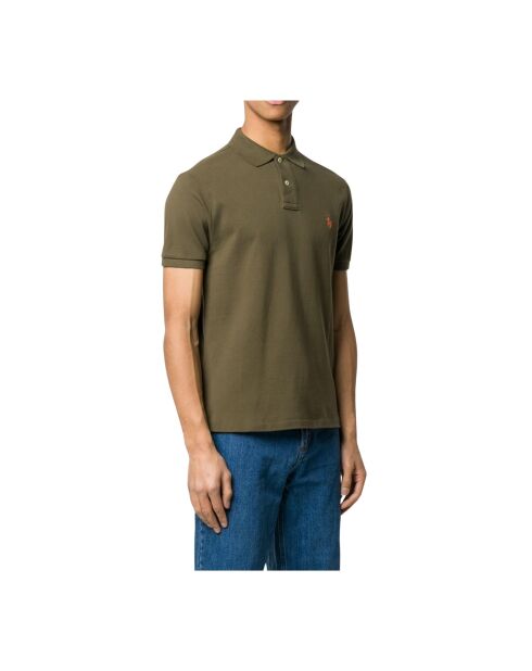 Polo en coton coupe ajustée personnalisée vert kaki