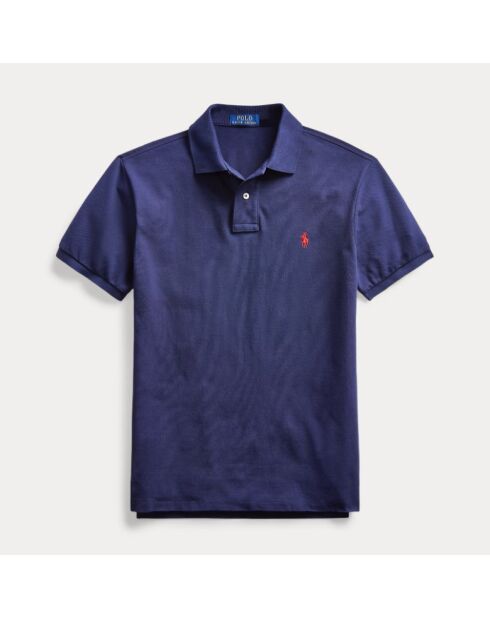 Polo en coton coupe ajustée personnalisée bleu marine