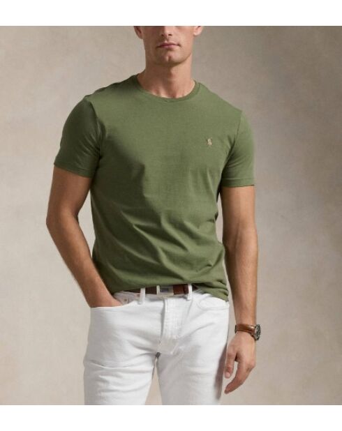 T-shirt en coton coupe ajustée personnalisée vert kaki
