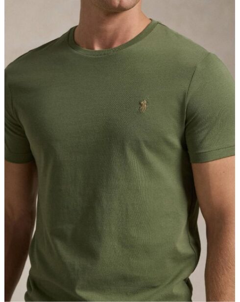 T-shirt en coton coupe ajustée personnalisée vert kaki