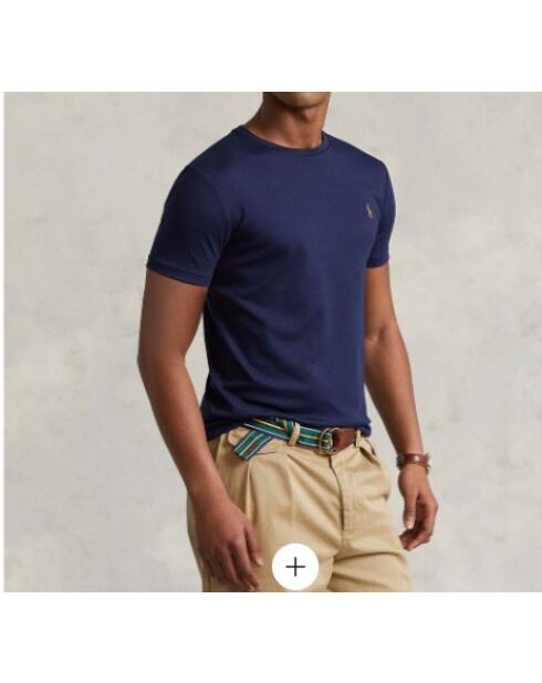 T-shirt en coton coupe ajustée personnalisée navy