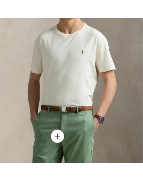 T-shirt en coton coupe ajustée personnalisée crème