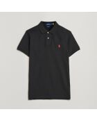 Polo en coton coupe ajustée personnalisée noir