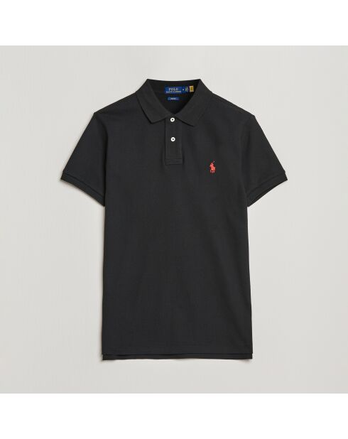 Polo en coton coupe ajustée personnalisée noir